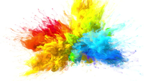 Color powder explosion colorful burst smoke fluid ink particles alpha channel