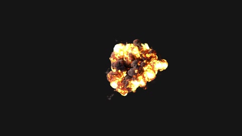 Explosion with huge smoke emission top down view