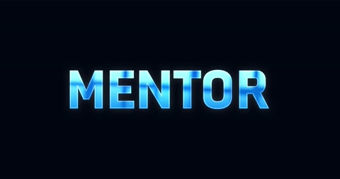 Mentor. Electric lightning word. Text Animation