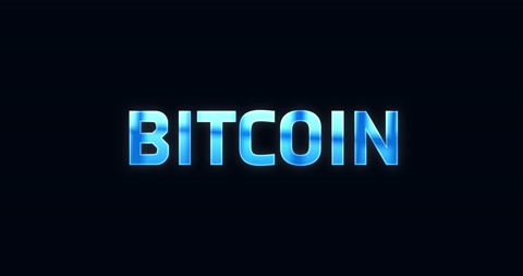 Bitcoin. Electric lightning word. Text Animation