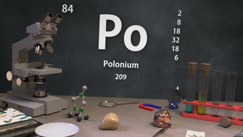 Infographic of 84 Element Po Polonium of the Periodic Table