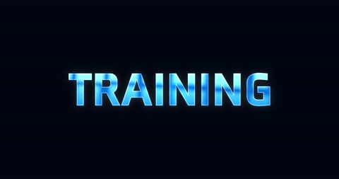 Training. Electric lightning word. Text Animation