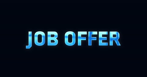 Job offer. Electric lightning word. Text Animation