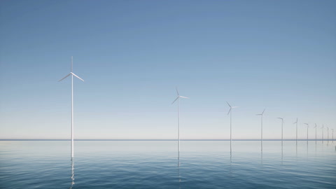 Wind generators farm at sea Construction industry Future technology