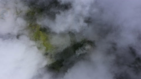 top aerial shot clouds over mount pelee Martinique volcanic area geological