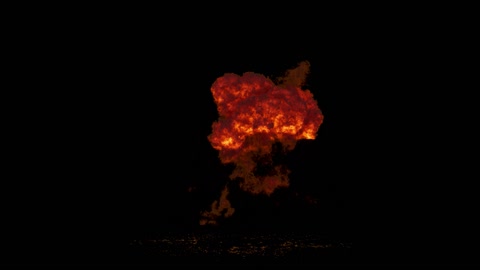 3D explosion animation, disaster or war scene, special effect with alpha