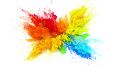 Color powder explosion colorful burst smoke fluid ink particles alpha channel