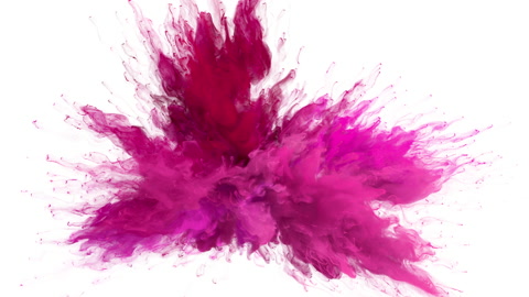 Pink color powder explosion colorful burst smoke fluid ink particles alpha