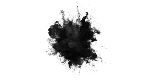 Black Color Burst - smoke powder explosion fluid ink particles alpha matte