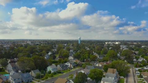 Suburban Residential America Aerial Drone Small Town Long Island New York