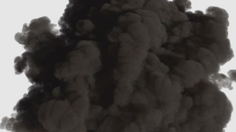 A powerful explosion with a lot of smoke. A huge explosion with thick smoke