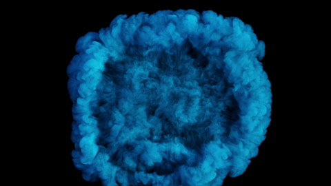 Explosion of Blue Smoke Slow Motion Abstract Background