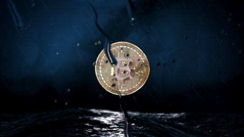 Bitcoin in a storm 3d logo animation