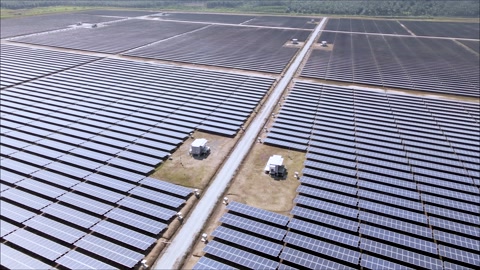 4k Footage of solar panel use for industry and future  technology.