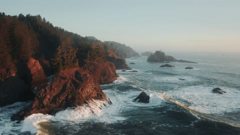 Spectacular and devastating stormy Pacific Ocean coast, Oregon and Washington 4K