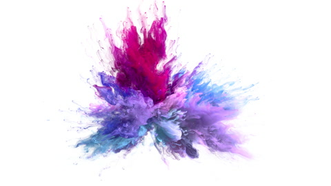 Color powder explosion colorful burst smoke fluid ink particles alpha channel