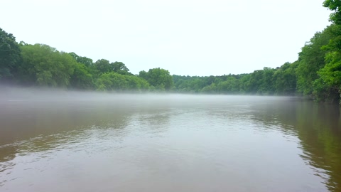 Fog and mist weather effect over Chattahoochee River near Franklin GA