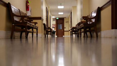 Court room b roll footage exterior hallway benches