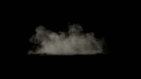 Smoke explosion with Alpha rushing to camera on a black background.