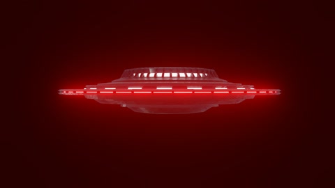 3D model of an unidentified flying object on a black background. rotating ufo. 3