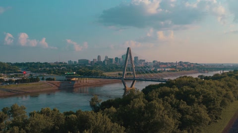 Kansas City Missouri Downtown drone footage at sunset