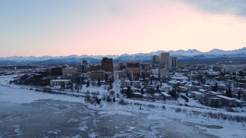 Downtown Anchorage Alaska on a winter morning