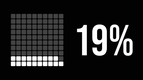 19 percent infographic diagram, nineteen percentage square rectangle 4K anima