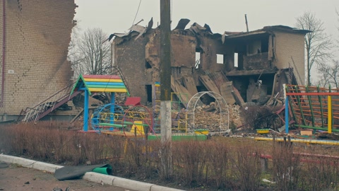 War Ukraine ruin bomb destroy village country house danger city explosion