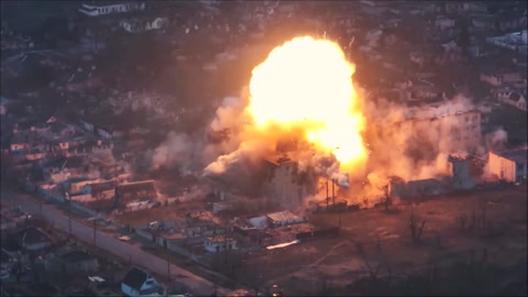 Missile blew up the house. Huge explosion of building. Mariupol war footage.