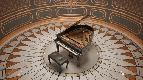 Luxurious piano standing in a beautiful glamour interior. Classical instrument.