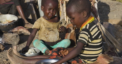 Malnourished children due to extreme poverty, drought and climate change