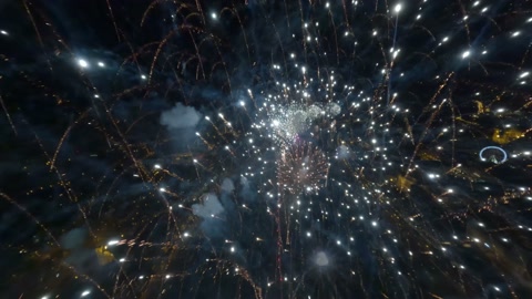 FPV drone video in the fireworks