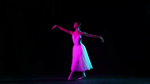 Classical ballet female dancer on pointe doing elements of classical ballet