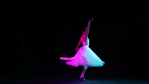 Classical ballet female dancer on pointe doing elements of classical ballet