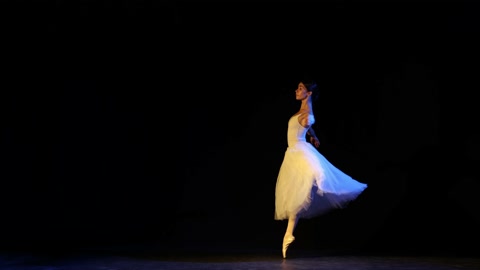 Classical ballet female dancer on pointe doing elements of classical ballet