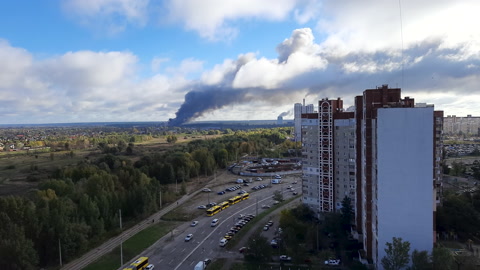 War in Ukraine.  A rocket explosion in a residential area of ​​Kyiv. Ukraine