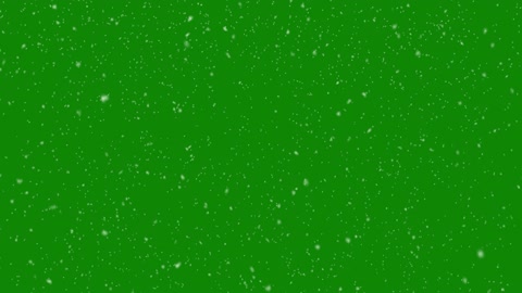 Snowfall overlay on green background. Winter slowly falling snow effect. Chroma