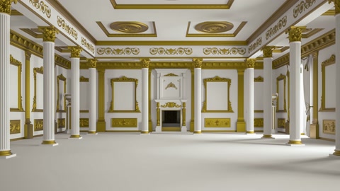 3D rendering of the hall in classical style