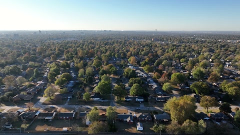 Oklahoma housing. Aerial view of city in OK USA.