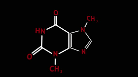 Caffeine C8H10N4O2, high-quality animated molecular structure …の動画素材