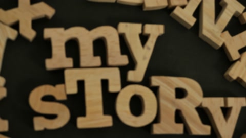 My story, text words typography written with wooden letter, life and busine..