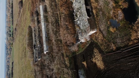 Vertical explosion crater, real war in Ukraine