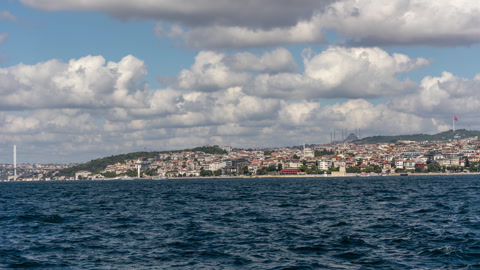 Bosphorus in Istanbul, cargo and trade route for ships, international cargo tran