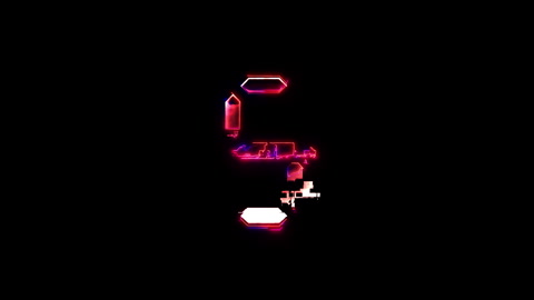 Number Five glow pink neon abstract lightning glitch text