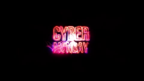 Cyber Monday glow pink neon abstract lightning text animation