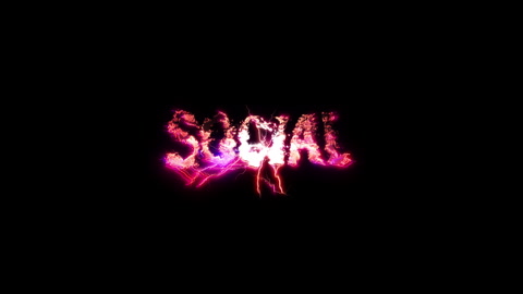 Social glow pink neon abstract lightning text animation