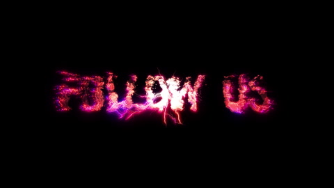 Follow Us glow pink neon Abstract Lightning text animation