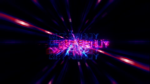 Get Ready glow pink neon text lightning glitch effect