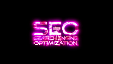 SEO glow pink neon abstract Lightning glitch text animation