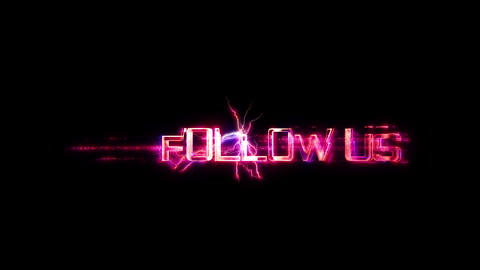 Follow us glow pink neon abstract Lightning text animation